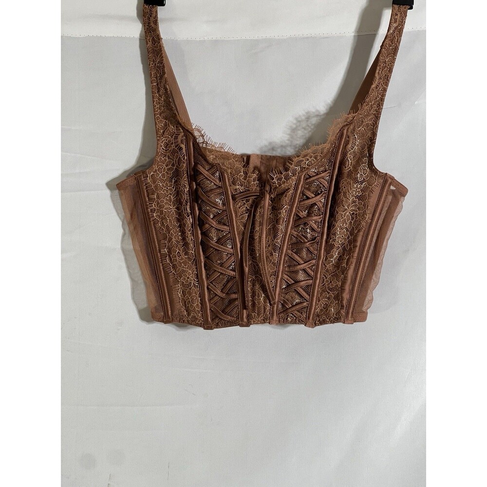 Victoria's Secret Very Sexy Corset Top Brown Lace Bustier Regency Bridgeton Luxe